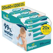 Pampers Aqua Servetėlės Kūdikiams, 20 Pakuotė, 1200 Servetėlės