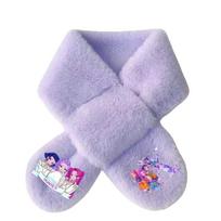 Kids Girls Lovely Cartoon Rumi Mira Zoey Printed Scarves Velvet Autumn Winter Scarf white