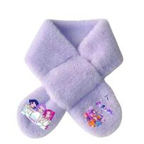 Kids Girls Lovely Cartoon Rumi Mira Zoey Printed Scarves Velvet Autumn Winter Scarf white