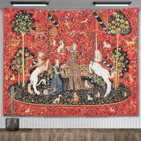Viduramžių Dama ir Vienaragis Gobelenas Sienų Pakaba Daugiafunkcis Namų Dekoras Fono Dekoras Lovatiesė Antklodė Kilimėlis Uždangalas 95x73cm beige