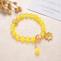 New Arrival Korean Flowers Daisy Bracelets Bohemain Colorful Crystalline Beaded Bracelets Handmade Elastic Rope Women JewelryFashion Bracelets violetinė