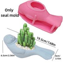 Ocean seal succulent plant flowerpot epoxy resin silicone mold cute seal candle cup concrete mold whale storage box gypsum mold pink