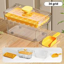 34/68Grids Ice Cube Mould Large Capacity Ice CompartmentFood Grade Ice Storage Box For Home Use Ice Cube Tray With Storage Box yellow
