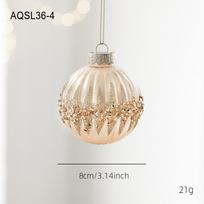 8cm Champagne Color High-Grade Ball with Gold Glitter Christmas Ball Ornament for Christmas Tree Hanging Decoration beige