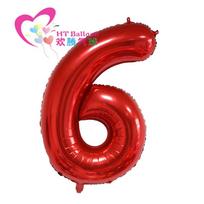 40 colių raudonas didelių numerių balionas 0-9 gimtadienio dekoracijos helio folija Mylar didelis numeris 6 red