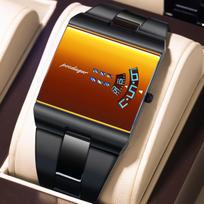 857 Vyriškas kvarcinis rankinis laikrodis Stilingas Madingas Futuristinis Unikalus Dizainas 3ATM Vandeniui atsparus lydinio korpusas Nerūdijančio plieno 857 Black Gold S orange
