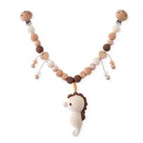 Baby Wooden Gym Stroller Toys Cute Turtle Hanging Pendant Toy Crochet Animal Pendant Bead Bracelet Infant Crib Mobile Rattle Toy beige