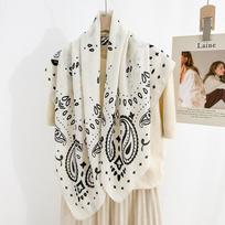Spring new herringbone print small square scarf cashew flower literary silk scarf decorative scarf paisley print headscarf 90*90 beige