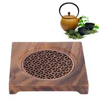 Household Innovative Walnut Square Teapot Mat Heat Insulation Coaster Tea Accessories black