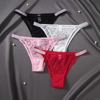 Seksualios nėrinės Sidabrinio siūlo juostelė T-string Moteriški apatiniai Medium juoda