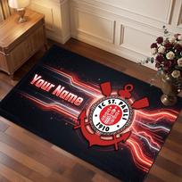 FC St. Pauli Custom Crystal Velvet Rug, Personalized Name Text Print, Football Logo Soft Non‑Slip Floor Mat Home Decor Gift 40cmx60cm brown