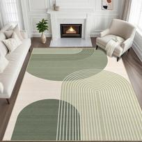Nordic Geometric Runner Rug Green Beige Semi Circle Line Pattern Carpet Non Slip Floor Mat For Living Room Bedroom Mats 120x160cm