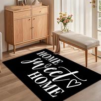 Home Sweet Home Area Rug Modern Minimalist Black and White Typography Design Non Slip Washable Floor Carpet for Hallway Foyer 80x120cm