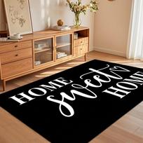 Home Sweet Home Area Rug Modern Minimalist Black and White Typography Design Non Slip Washable Floor Carpet for Hallway Foyer 80x120cm