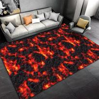 Giant 3D Volcano Magma Theme Rug Fiery Lava-Inspired Carpet for Bedroom Living Space Non-Slip Floor Mat Kids’ Playroom Doormat 80 x120cm