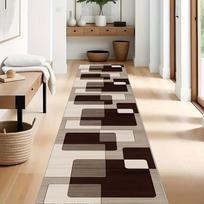 Modern Geometric Pattern Runner Rug Anti Slip Stain Proof Kitchen Hallway Bedroom Indoor Home Decor Rug 60x220cm 24x87inch