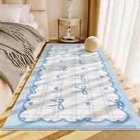 bow plaid pattern rugs for bedroom thicken plush bedside floor mat washable living room decoration carpet fluffy soft lounge rug 40x100CM