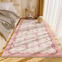 bow plaid pattern rugs for bedroom thicken plush bedside floor mat washable living room decoration carpet fluffy soft lounge rug 50x120cm