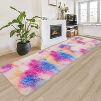 Long Pile Tie-Dye Shaggy Rug, Soft Plush Anti-slip Area Carpet For Hallway Bedroom Dorm Kids Room Warm Home Decor 40x120cm 16x47inch