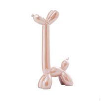 Balloon Dog Sculpture Desktop Collectible Figurine for Bedroom Indoor Office Pink white