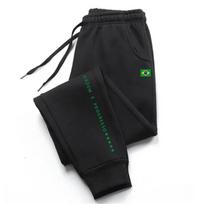Brazil-mark Men Sweatpants Front Blank Leg Icon Print, Brazil Flag with Green Vertical Letter Graphic Joggers for Cool Urban Casual Scenarios 2XL juoda