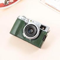 Genuine Leather Camera Case Fujifilm X100F X100V X100S X100T Compact Mirrorless Cameras Handheld Protective Sleeve With X100V Top-Grain Leather Vintage Green