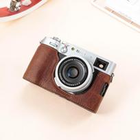 Genuine Leather Camera Case Fujifilm X100F X100V X100S X100T Compact Mirrorless Cameras Handheld Protective Sleeve With X100V Top-Grain Leather Caffeine Brown black