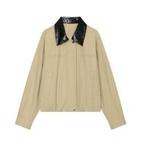 Womens Oversized Color-Block Notched Collar Bubble Pilot Jacket 2026 Fall Streetwear XS black