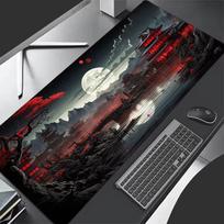 Red Moon Cherry Blossom Gaming Mouse Pad Waterproof Nonslip Desk Mat 30x80x0.2cm