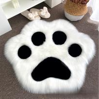Cartoon Cat Paw Carpet Plush Rug Winter Kids Room Bedroom Tea Mat Long Fleece Washable 60*60cm
