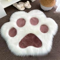 Cartoon Cat Paw Carpet Plush Rug Winter Kids Room Bedroom Tea Mat Long Fleece Washable 70*70cm