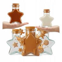 5x Stiklinis buteliukas Star 150ml su kamšteliu, žvaigždės formos