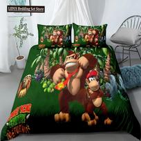 Monkey Cartoon Donkey Kong Duvet Cover Set King Queen Double Full Twin Single Size Bed Linen Set  Cover With Pillowcase Custom EU single(135x200cm)