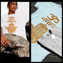Yoga T-Shirt Zen Buddhist Meditation Namaste Lotus Buddha Palm meditation tee 4XL beige