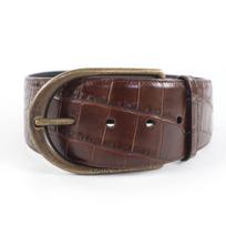 Excellent SAINT LAURENT belt Croco embossed leather with logo Brown 65 GRZ619783 Used black