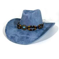 Vintage Western Cowboy Hat European And American Big Brim Sun Hat Curled Rider Hat Outdoor Sunscreen Top Hat Tibetan Jazz Hat M（56-58cm） šviesiai mėlyna spalva