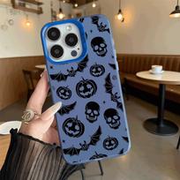 Black White Halloween Pattern Shockproof Phone Case for Iphone 16 15 14 13 12 11 Pro Max/Mini Anti-Scratch Premium Hard Cover iPhone XS Max gray