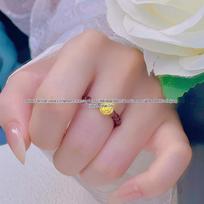 Pure Gold 999 Rose Flower Ring for Women - Lucky Bead Valentine's Day Gift Ultra-Light Ring Gift (~0.05 inner) gray