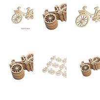 10pcs Wooden Bike Cutout Veneers Slices DIY Crafting Ornament Theme Wedd CN beige