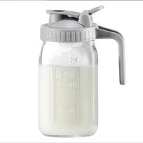 Glass Mason Jar Pitcher with Lid Wide Mouth,32/64oz Cold Brew Coffee Pot Water Bottle Iced Tea Dispenser,Beverage Glass Bottle white