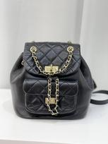 Small backpack female Korean version mini rhombus chain bag retro casual versatile backpack tide gray