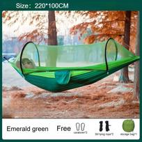 Single Person Camping Hammock with Automatic Pop Up Mosquito Net 220*100cm Parachute Nylon Anti Mosquito Swing Hammock blue
