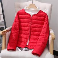 Women Fashion Ultra Lightweight Warm White Duck Down Jackets Autumn Winter Puffer Coats Slim Packable Female XXXXL raudona