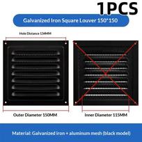 1/2Pcs 150/200/250Mm Metal Air Vent Grille Heating Cooling Vents Plate Exhaust Outlet Ventilation Cover Black 150x150mm X1