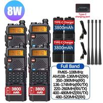 4Pcs Baofeng UV-5R 8W/5W Tri-Power Walkie Talkie High Power Dual Band Long Range Portable Handheld UV 5R Radio US