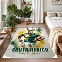 Anti‑Slip Crystal Velvet Floor Rug, Springboks Rugby Design Carpet for Indoor Living Bedroom Home Decoration 80cmx120cm