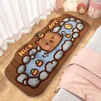 Funny Capybara Tufted Rug Anti-slip Plush Bedside Carpet Soft Washable Floor Mat for Bedroom Living Room 60X90cm 23.6X35.4in