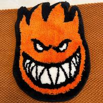 Spitfire Bighead Flame Tufted Rug, Cool Skate Monster Face Shaped Area Carpet, Soft Fluffy Anti-slip Floor Mat for Bedroom Dorm 60X46CM