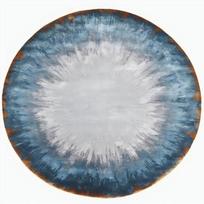Abstract Watercolor Round Rug: Gradient Blue White Splash Art Non-Slip Studio Apartment Floor Mat Creative Home Accent Piece 80x80cm