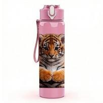 1PC Realistic Tiger Cub Animal Print 750ml Color Plastic Sports Water Bottle Leakproof Flip Straw Lid Suitable for Sports Office Home Use
